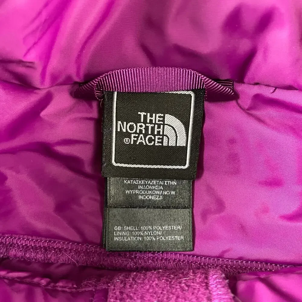 Vintage The North Face Girls Purple Fleece Quilted Full Zip Jacket Sz XL